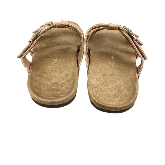 Vionic Misa Rose Gold Metallic Leather Strappy Slide Sandals Size 8 - Picture 5 of 7